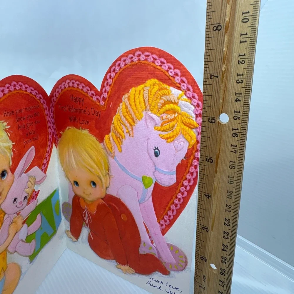Vintage Hallmark Baby's First‎ Valentine's Day Card 1973 Three Panel Signed